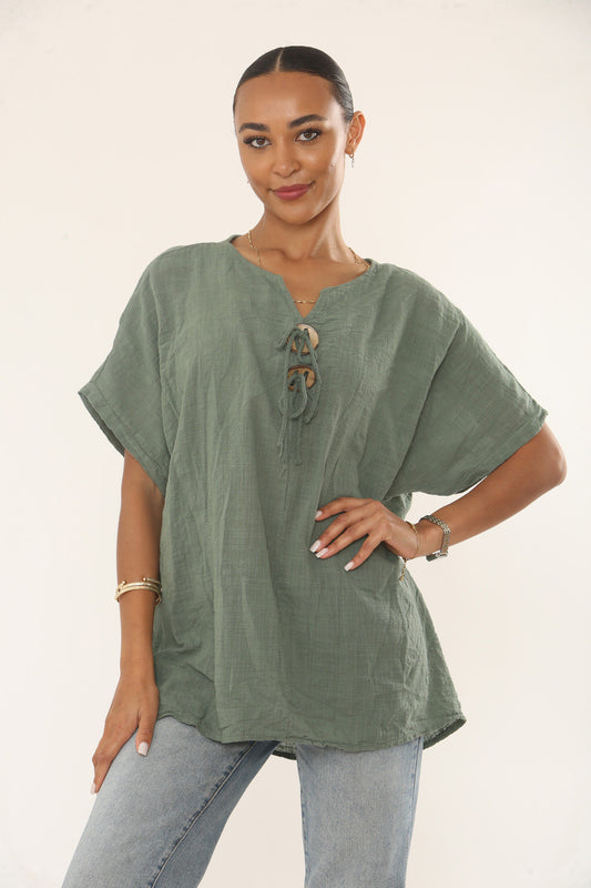 BUTTON TOGGLE DETAIL TOP - KHAKI