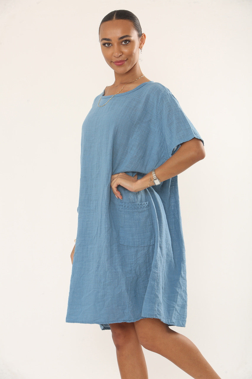 TUNIEKJURK MET KANTEN ZAK – DENIM
