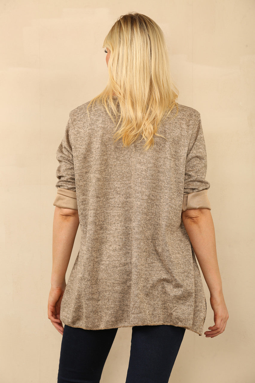 TOP MET LUIPAARDPRINT EN PANEEL BRUIN
