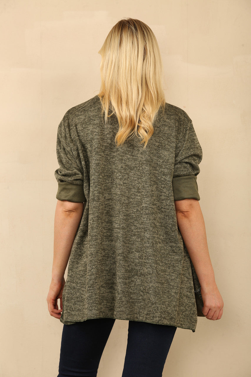 TOP MET LEOPAARPRINTPANELEN KHAKI