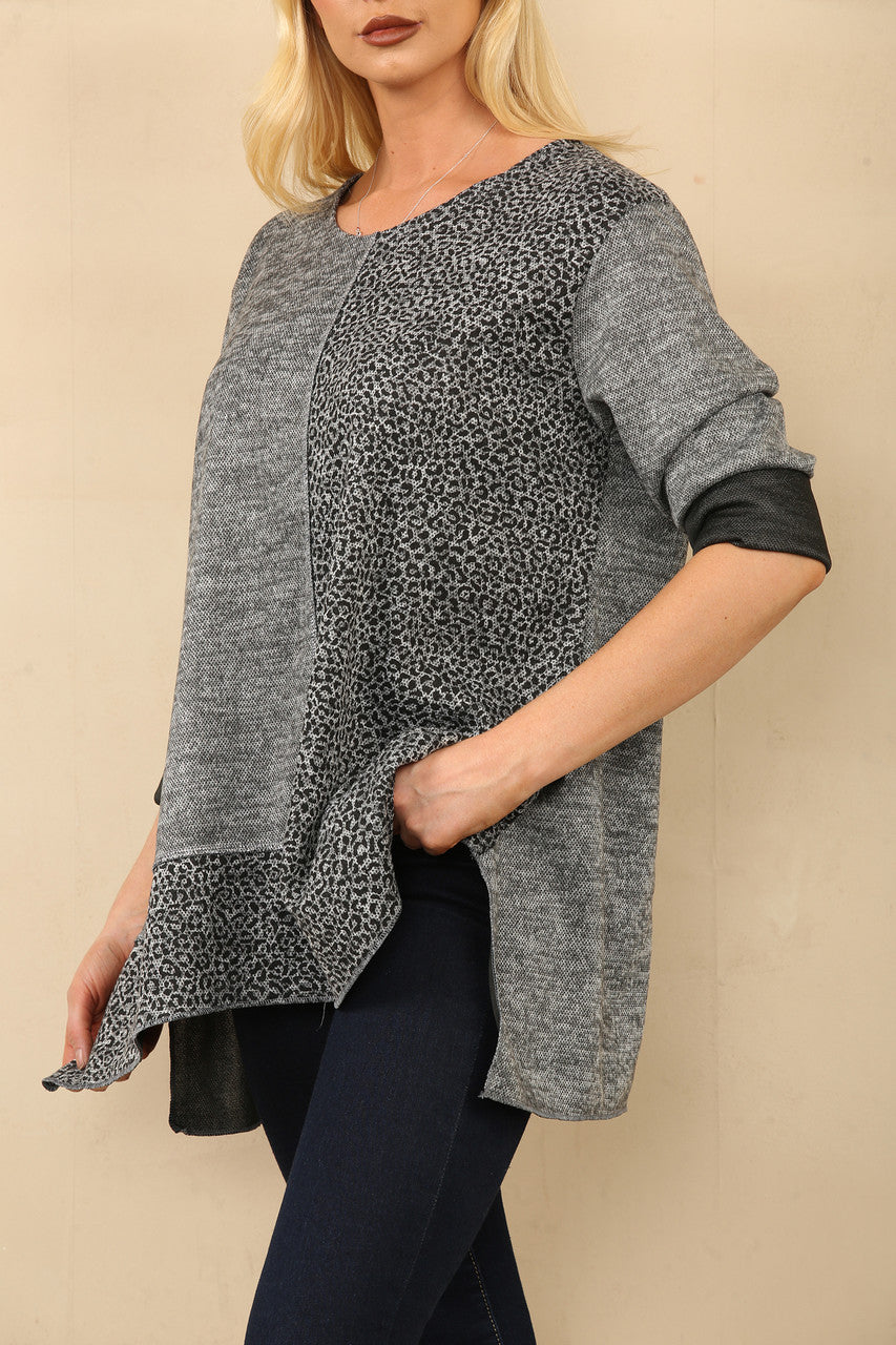 TOP MET LUIPAARDPRINT EN PANEEL HOUTKOOL
