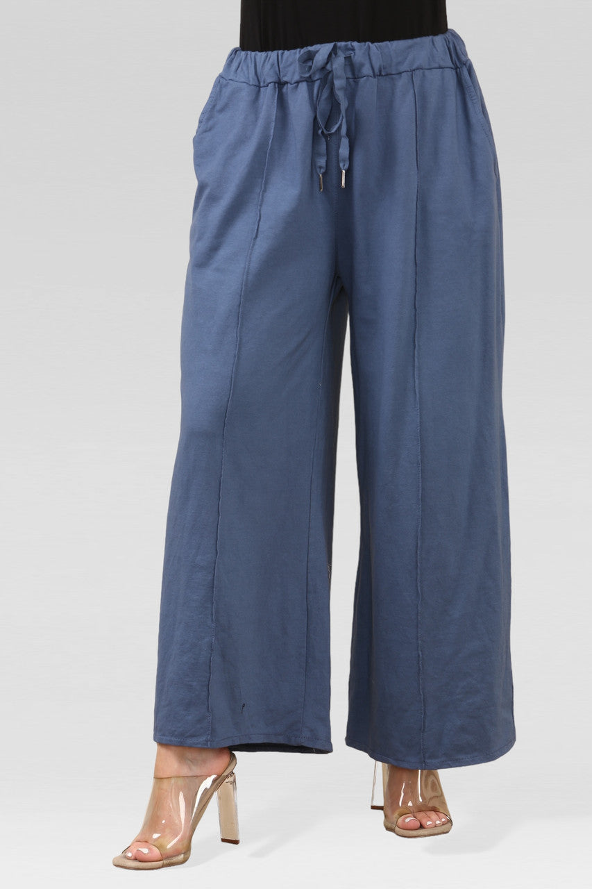 JOGGINGBROEK MET WIJDE PIJPEN VAN DENIM