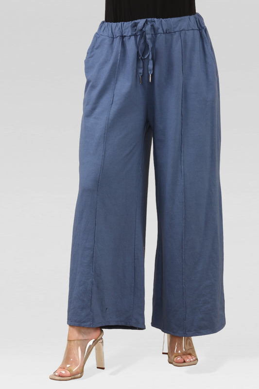 JOGGINGBROEK MET WIJDE PIJPEN VAN DENIM
