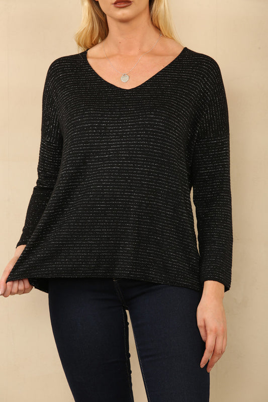 Kopie van LUREX STRIPE JUMPER ZWART