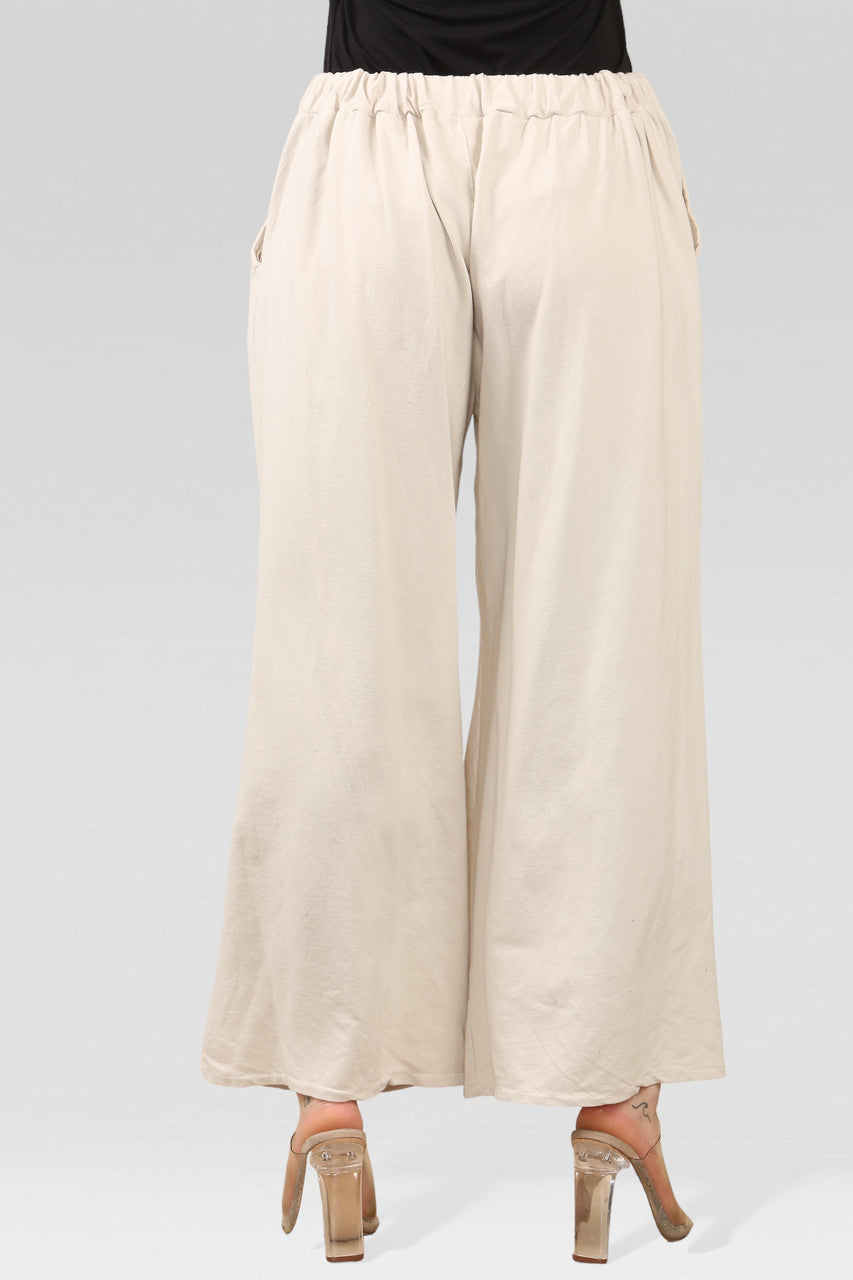 JOGGINGBROEK MET WIJDE PIJPEN STEENKLEUR