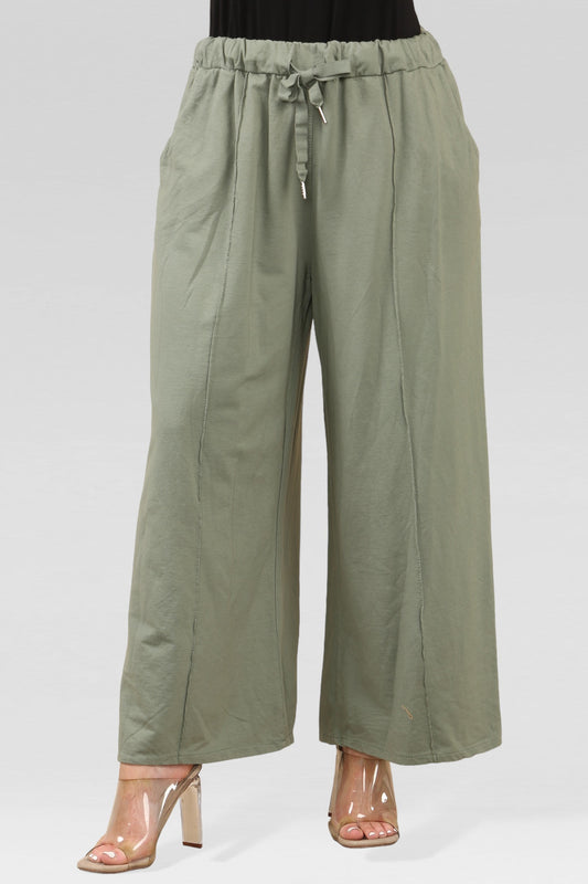 JOGGINGBROEK MET BREDE PIJPEN KHAKI