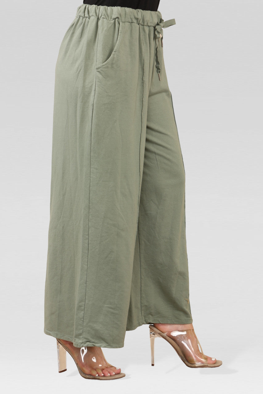 JOGGINGBROEK MET BREDE PIJPEN KHAKI