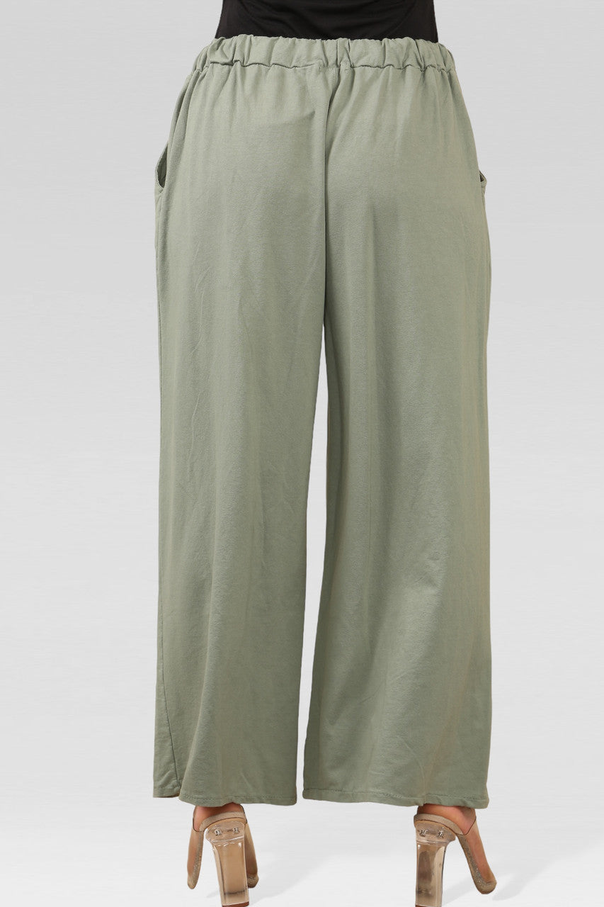 JOGGINGBROEK MET BREDE PIJPEN KHAKI