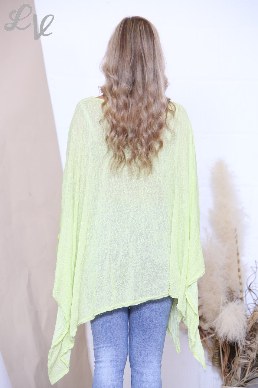 Dames Batwing Asymmetrische Top Limoen