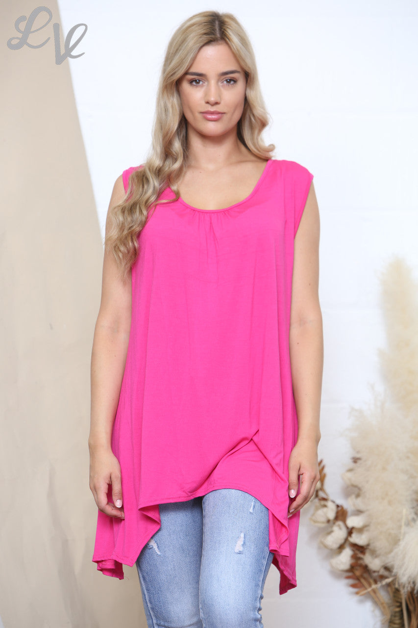 Ladies Plain Basic Vest Top Cerise