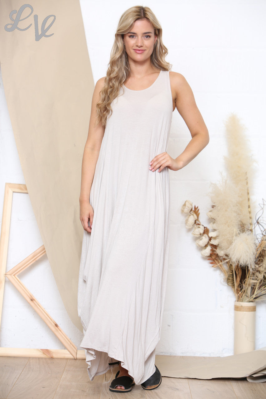 Ladies Slouched Maxi Dress Stone