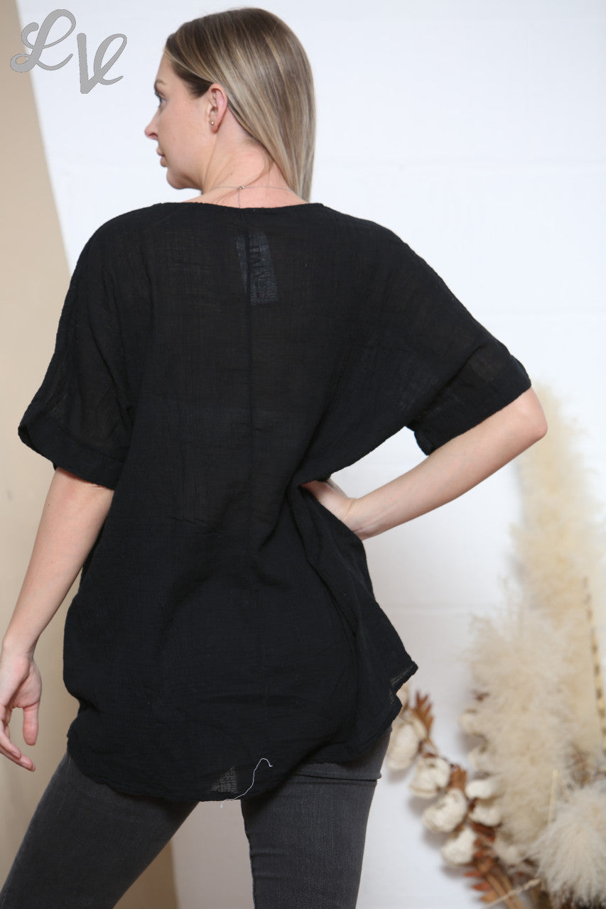 Dames effen top zwart