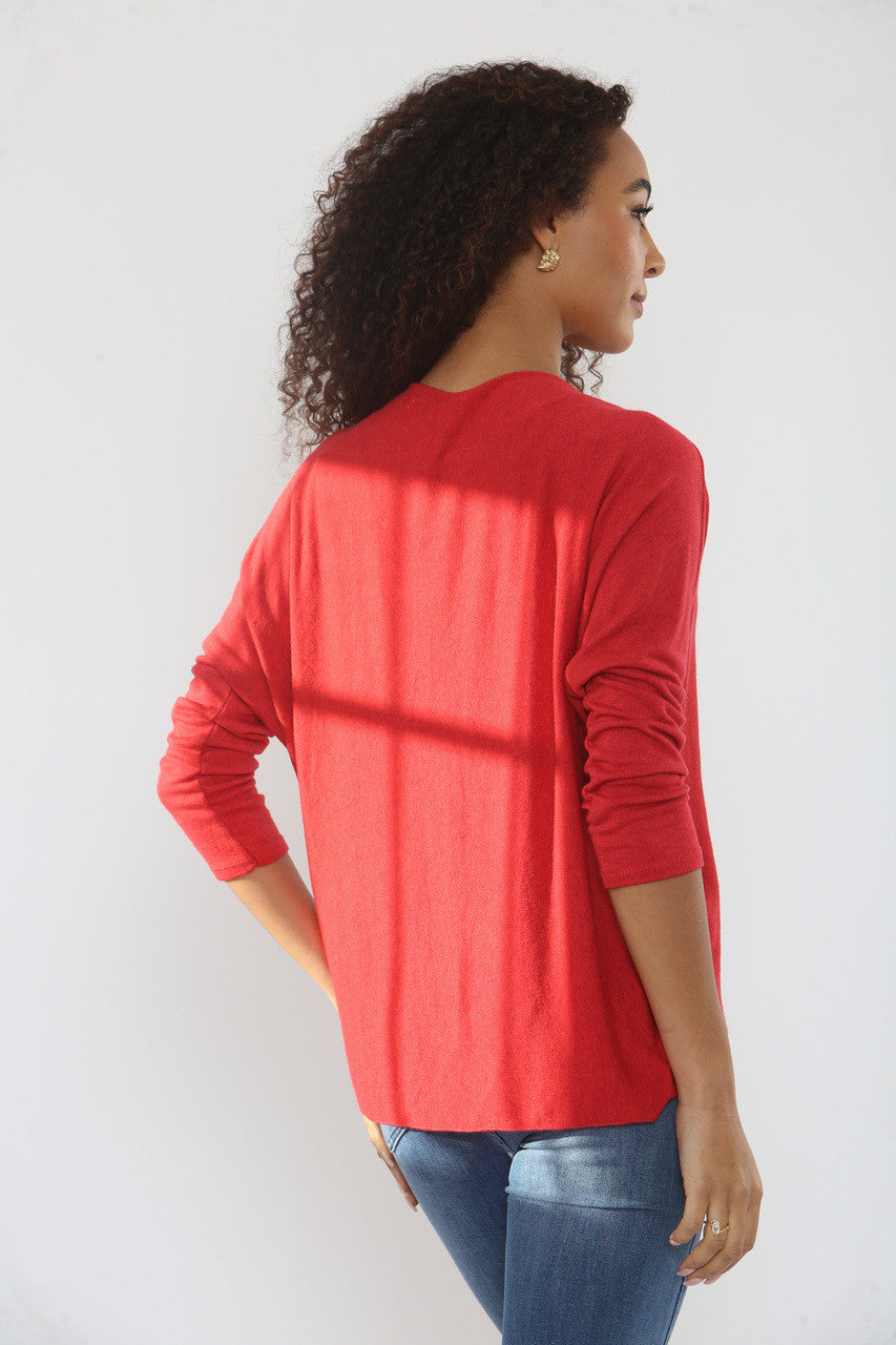 SEQUIN SNOWFLAKE SPARKLE FINE KNIT JUMPER TOP RED