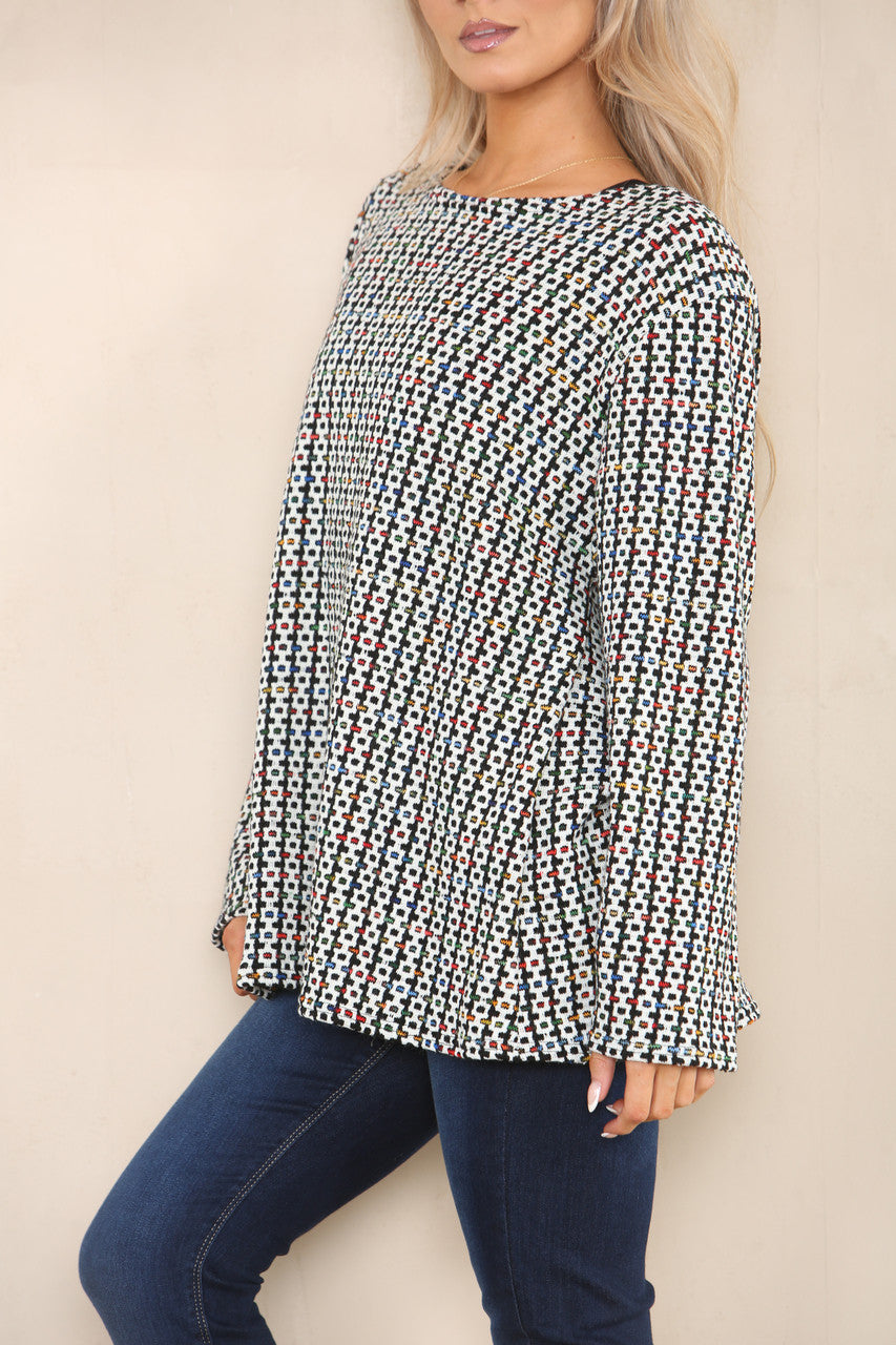 COLOUR FLECK BRICK KNIT YARN KNIT JUMPER WHITE