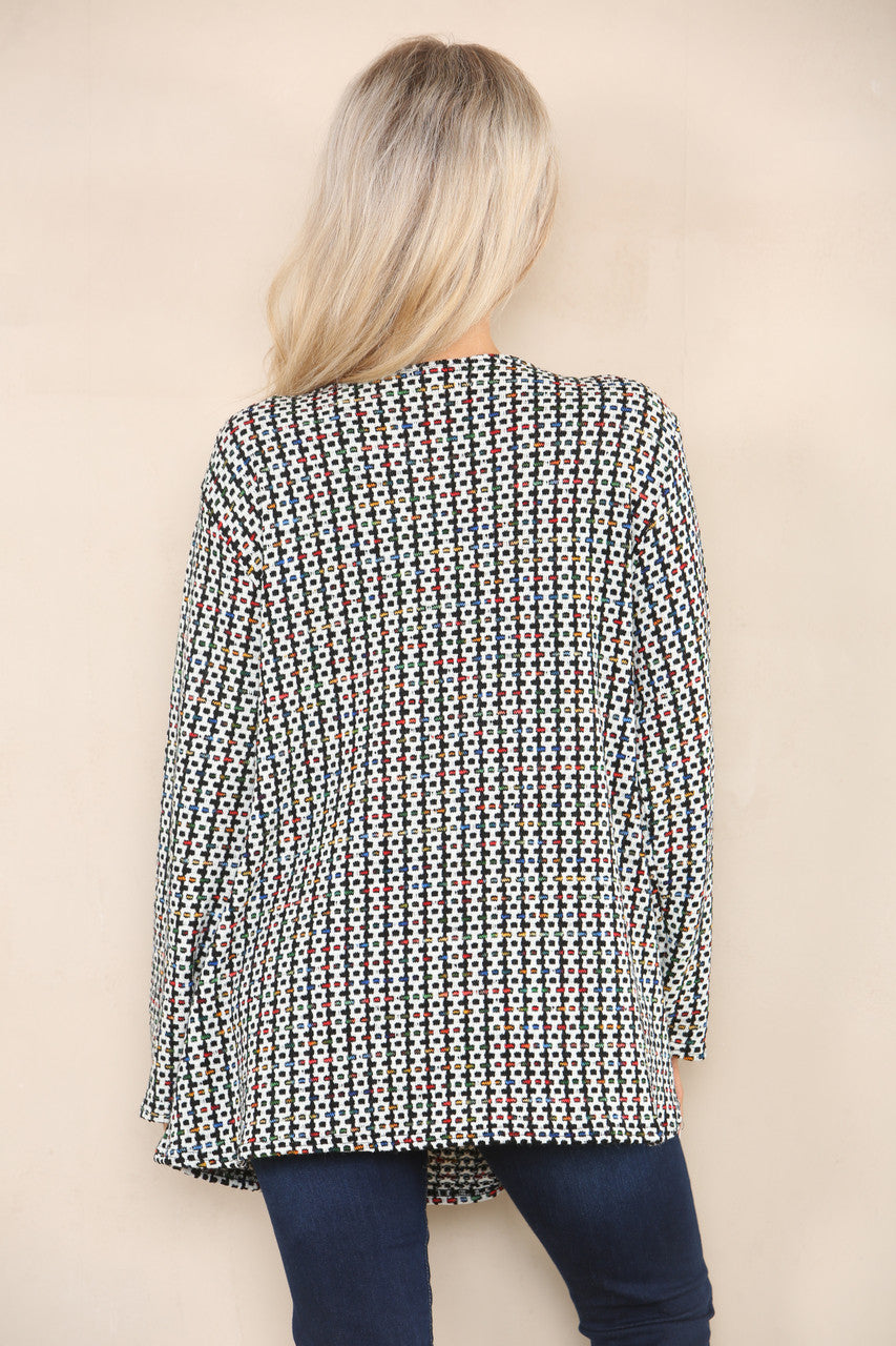 COLOUR FLECK BRICK KNIT YARN KNIT JUMPER WHITE