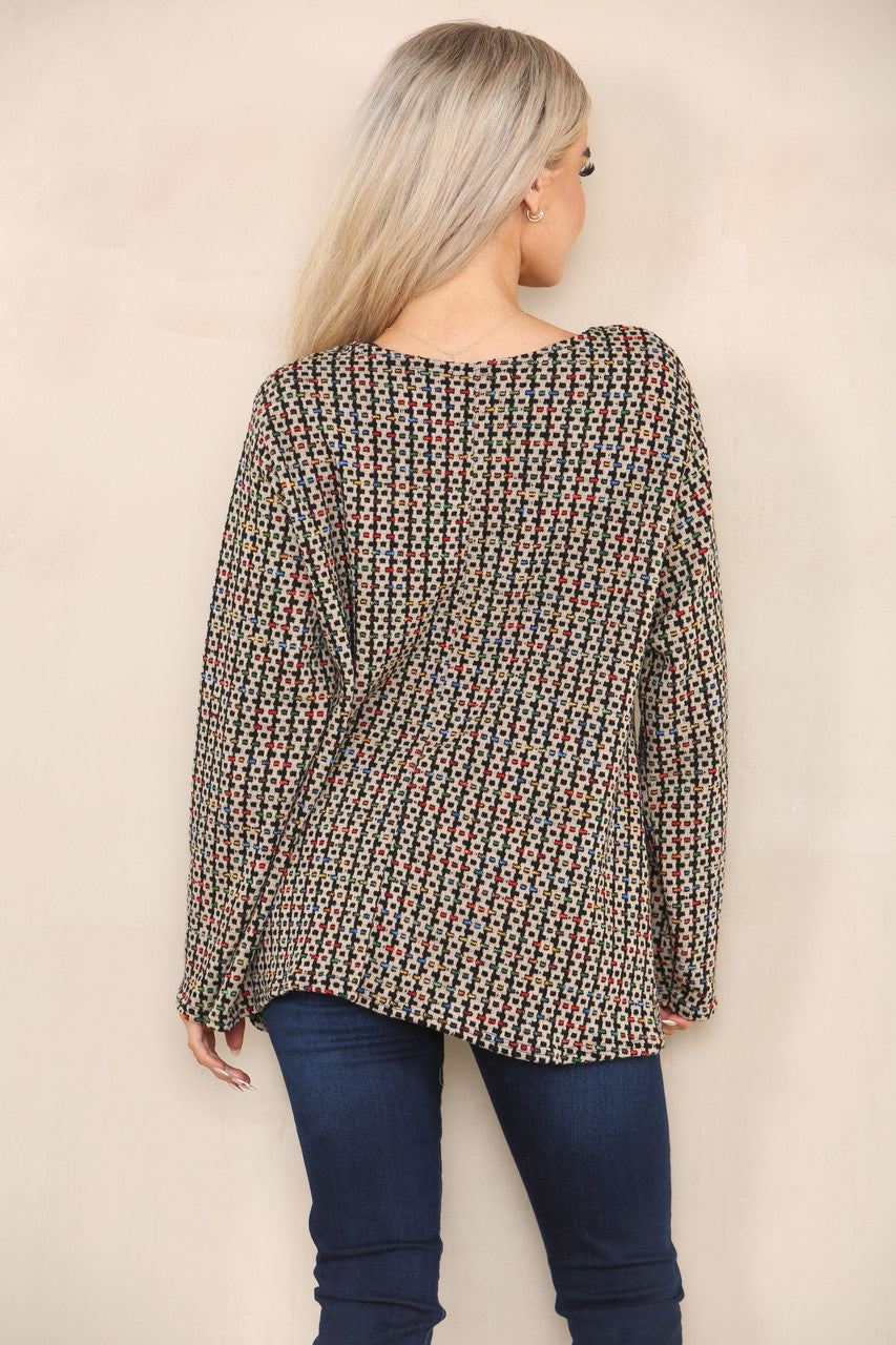 COLOUR FLECK BRICK KNIT YARN KNIT JUMPER STONE
