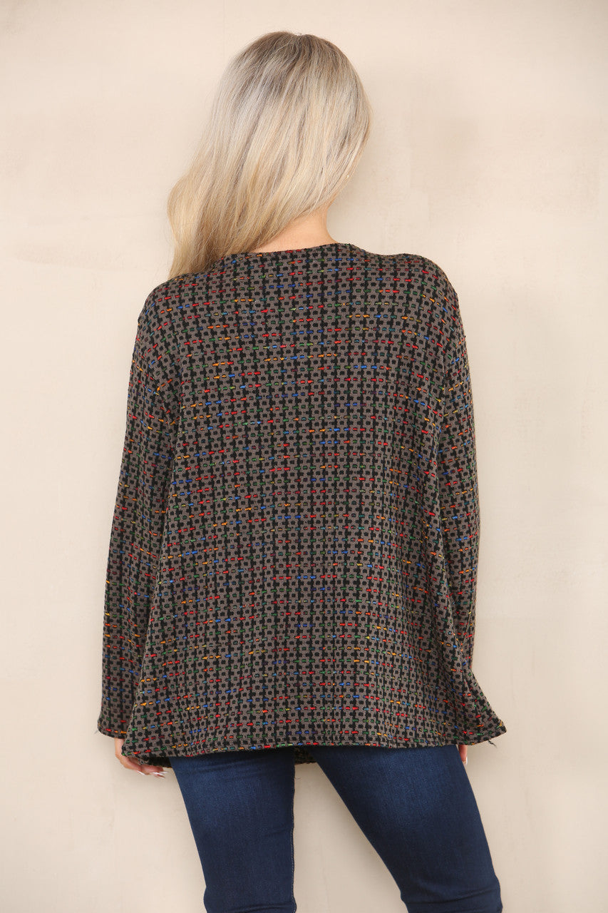 COLOUR FLECK BRICK KNIT YARN KNIT JUMPER BROWN