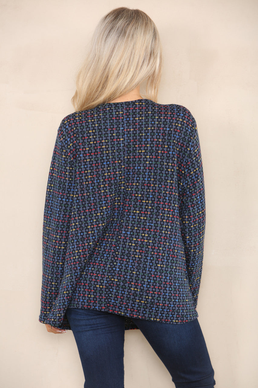 COLOUR FLECK BRICK KNIT YARN KNIT JUMPER DENIM