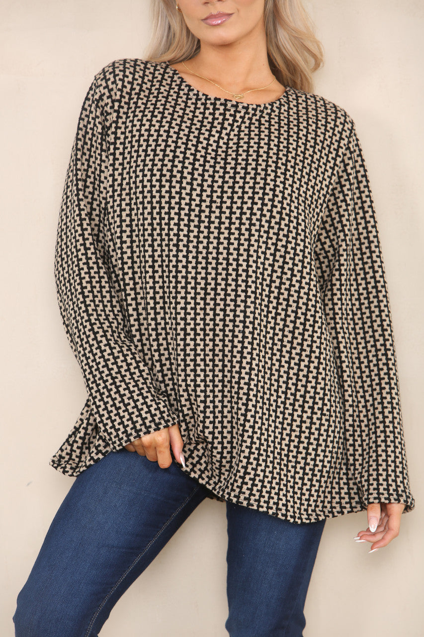 VERTICAL PATTERN YARN KNIT JUMPER STONE
