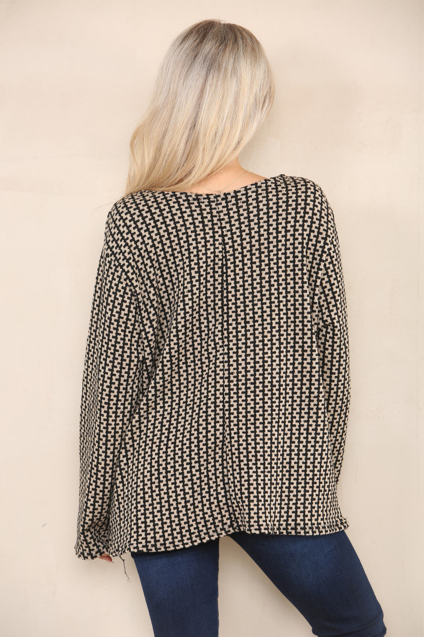 VERTICAL PATTERN YARN KNIT JUMPER STONE