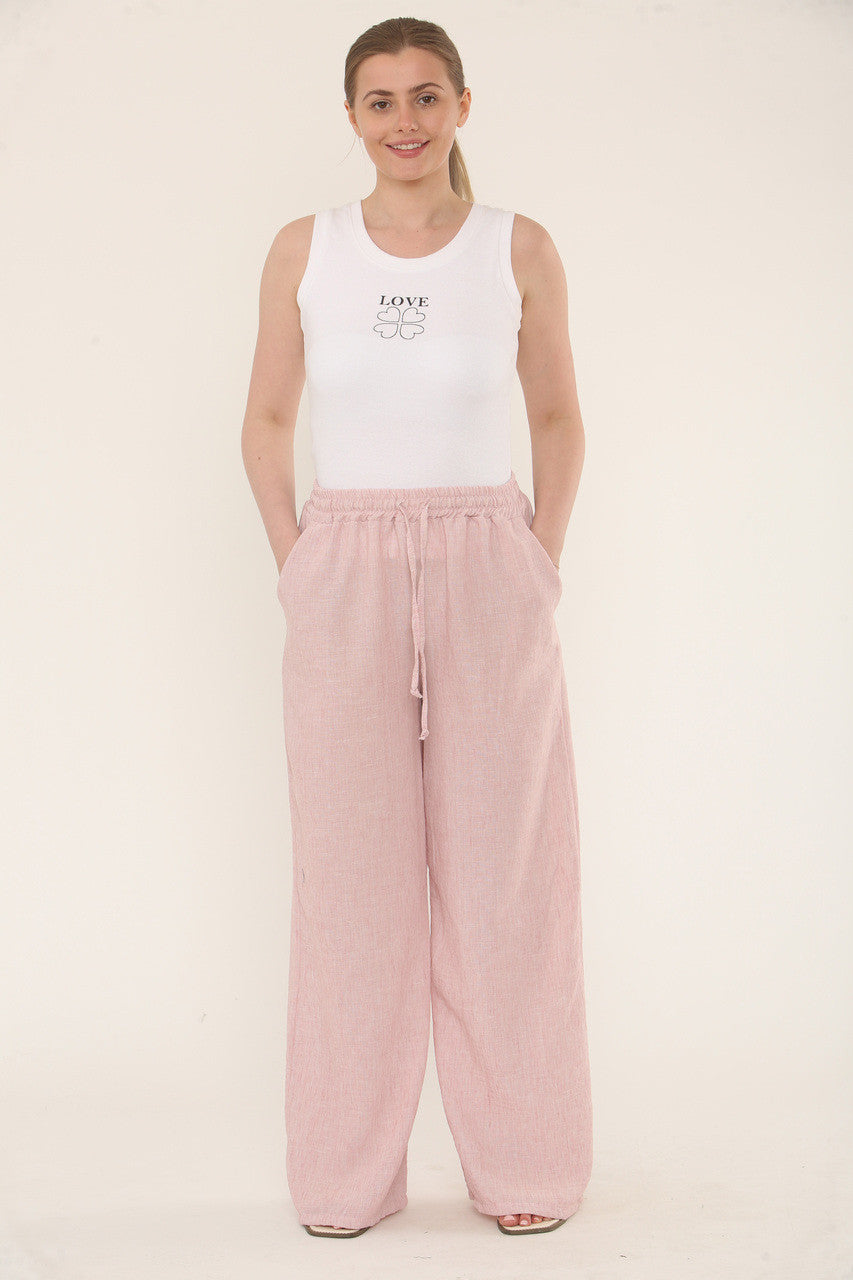 EFFEN LINNENMIX BROEK - DUSTY ROZE