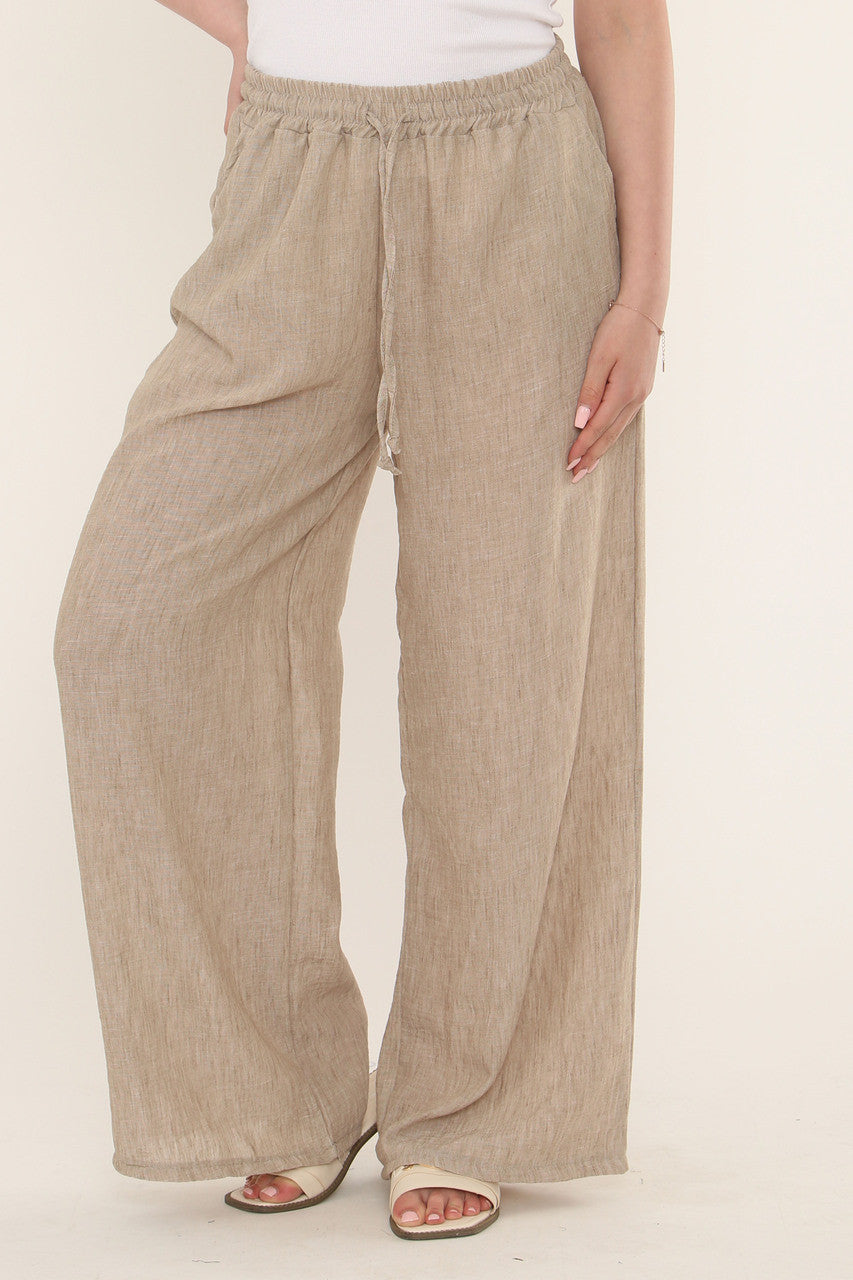 EFFEN BROEK VAN LINNENMIX - TAUPE