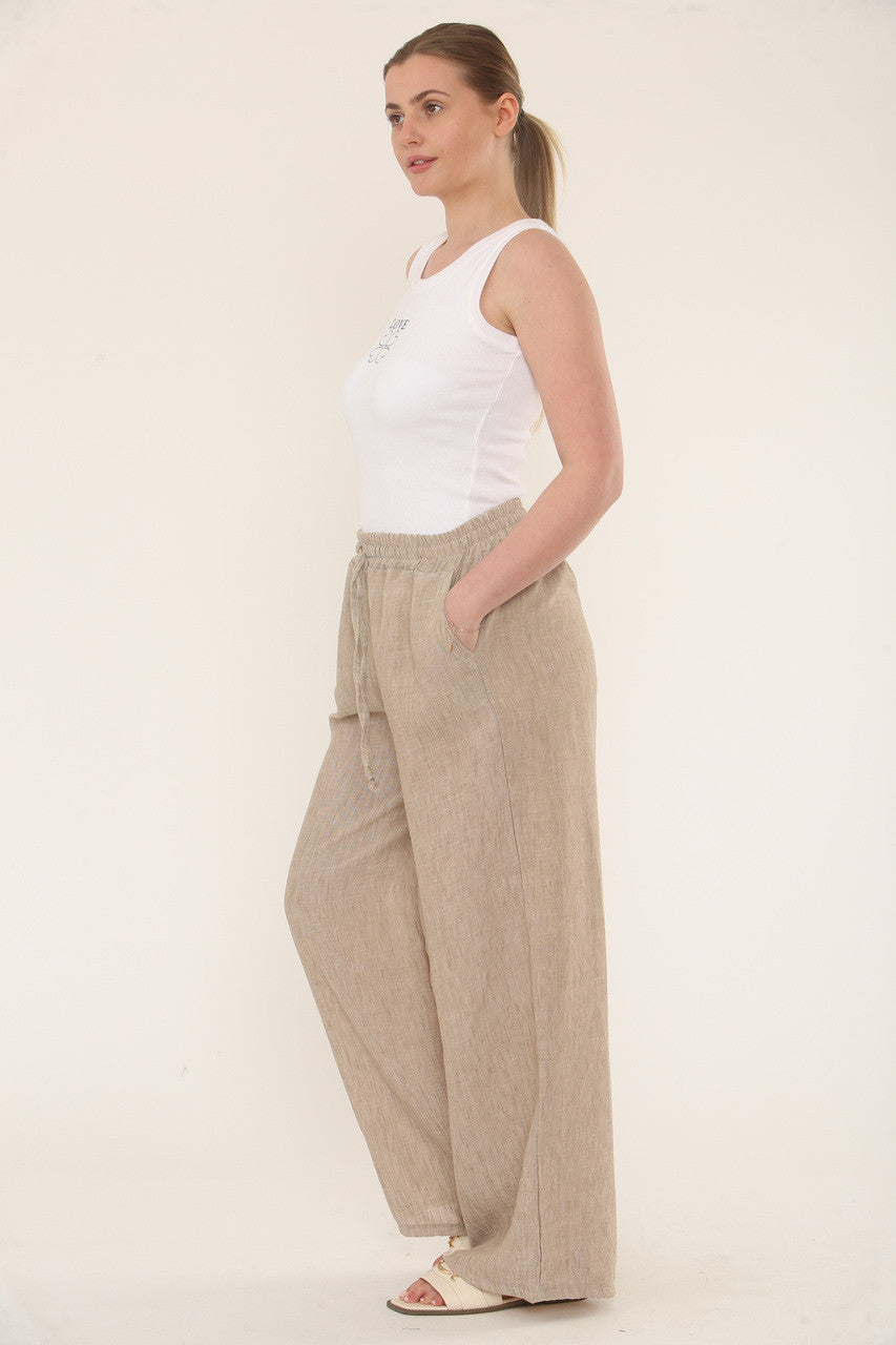 EFFEN BROEK VAN LINNENMIX - TAUPE