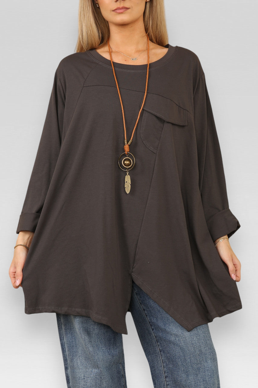 TOP MET UITGESNEDEN ZAKJE EN HALSBAND HOUTSKOOL