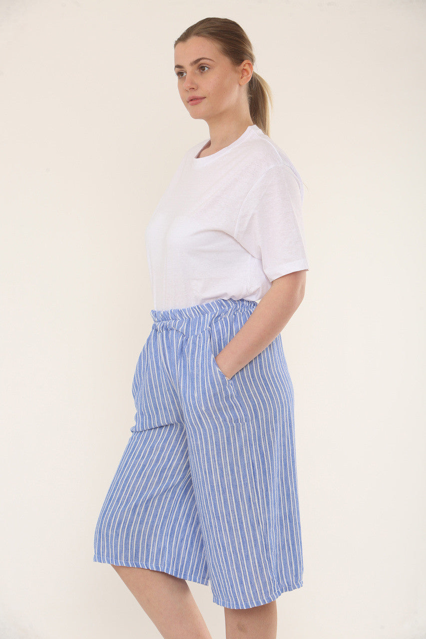 BERMUDA SHORTS MET NAALDSTREEP - DENIM