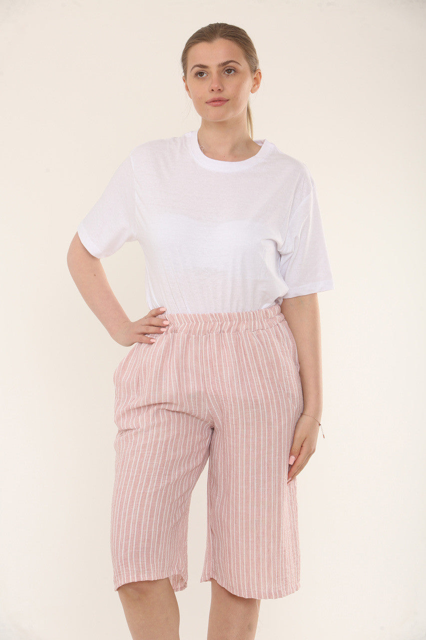BERMUDASHORTS MET KRIJTSTREEP - STOFROZE