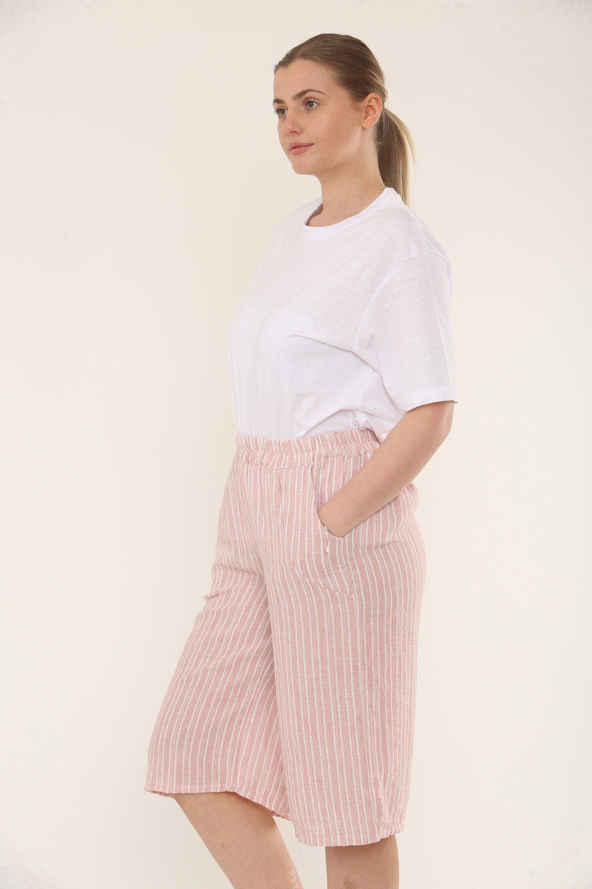 BERMUDASHORTS MET KRIJTSTREEP - STOFROZE