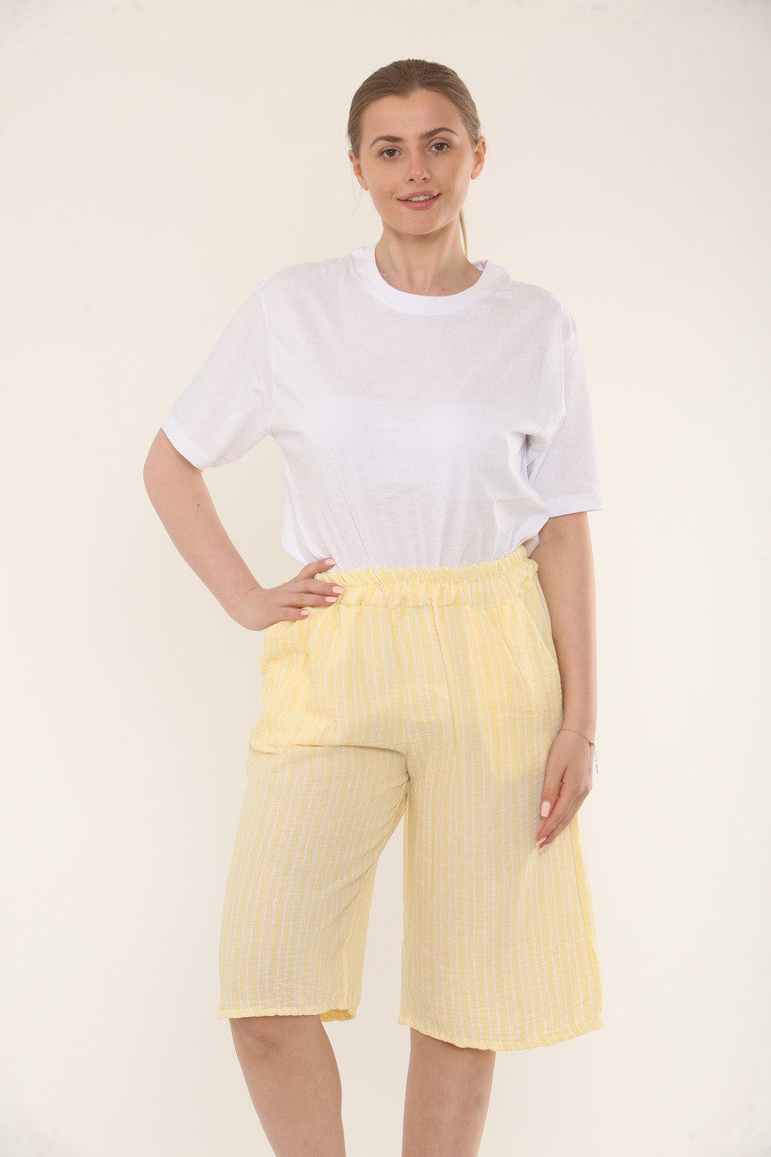 BERMUDA SHORT MET NARROW STRIPES - CITROEN