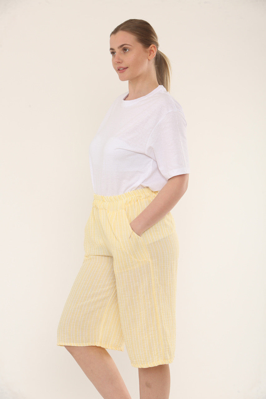 BERMUDA SHORT MET NARROW STRIPES - CITROEN