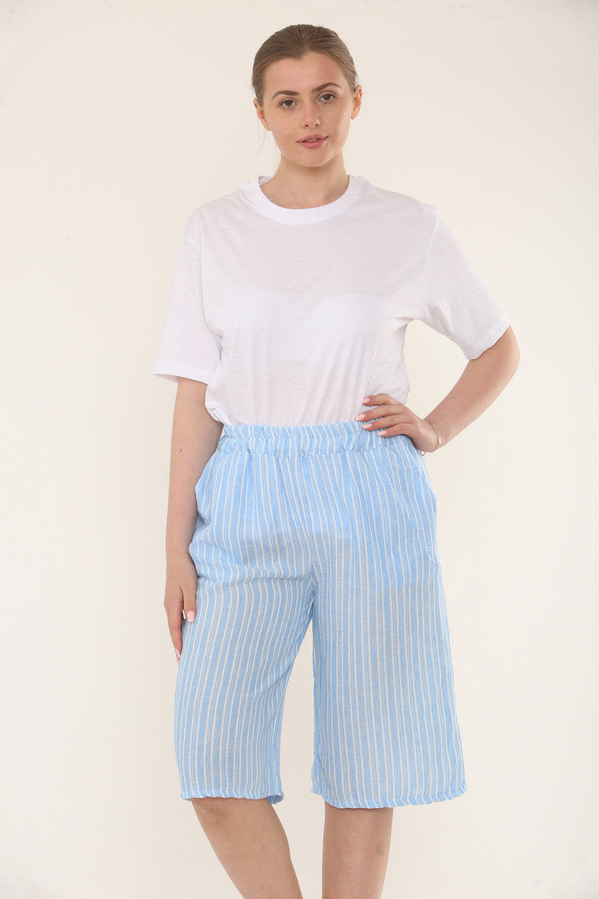 BERMUDASHORT MET NAAFSTREEP - LICHTBLAUW