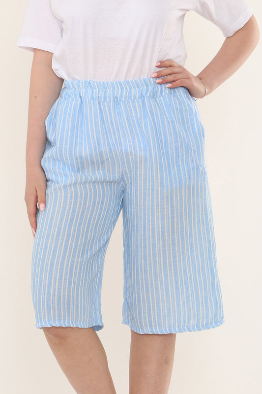 BERMUDASHORT MET NAAFSTREEP - LICHTBLAUW