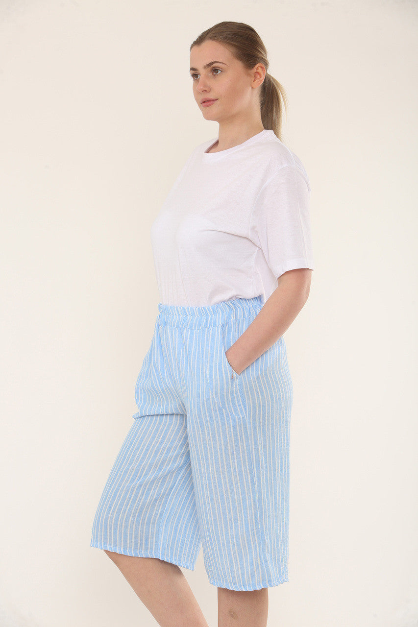 BERMUDASHORT MET NAAFSTREEP - LICHTBLAUW