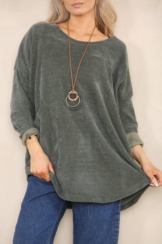 COURDRY TOP WITH NECKLACE KHAKI