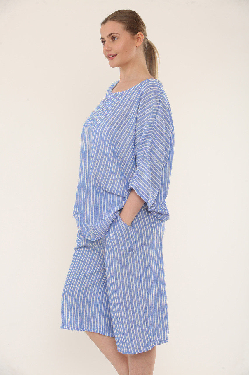 STREEPJES SHORTS CO-ORD SET - DENIM