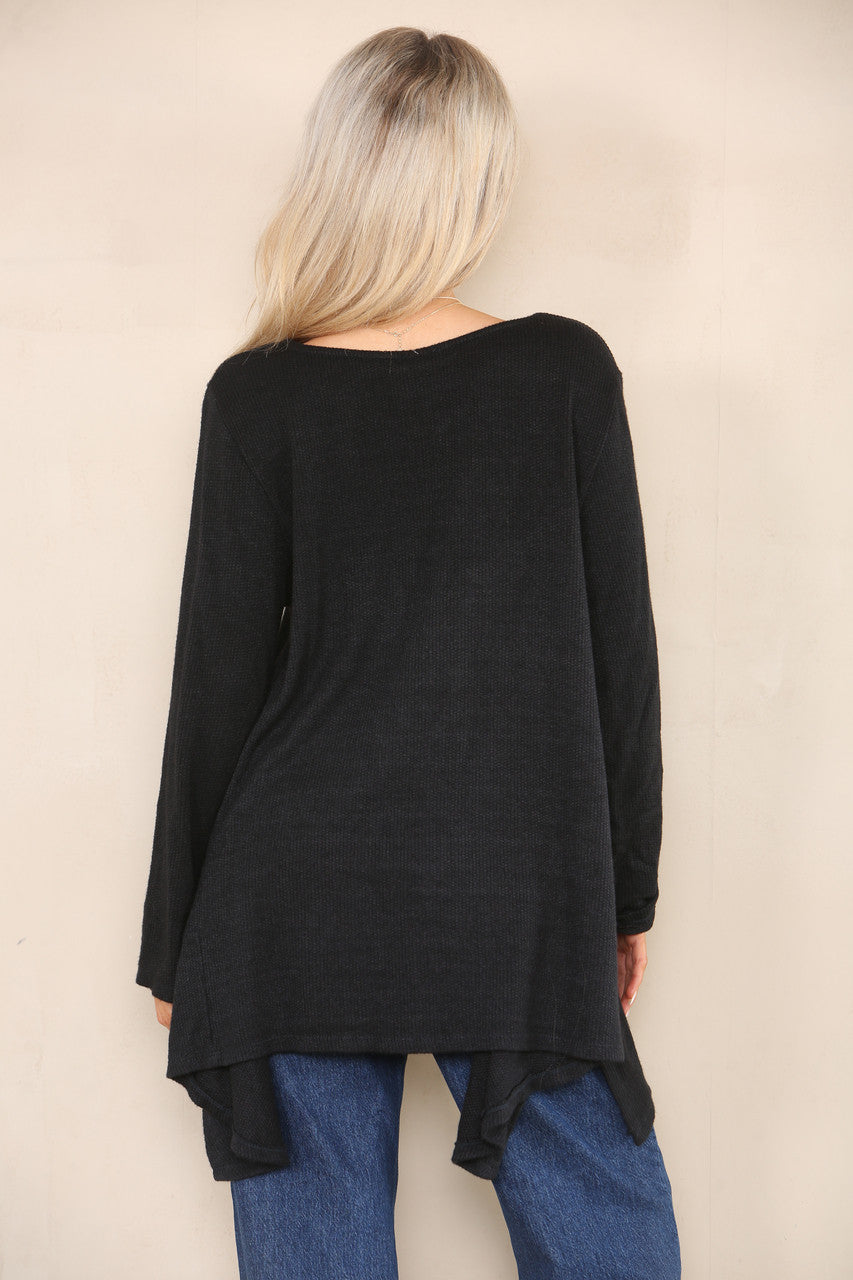 SOFT KNIT SPLIT HEM JUMPER BLACK