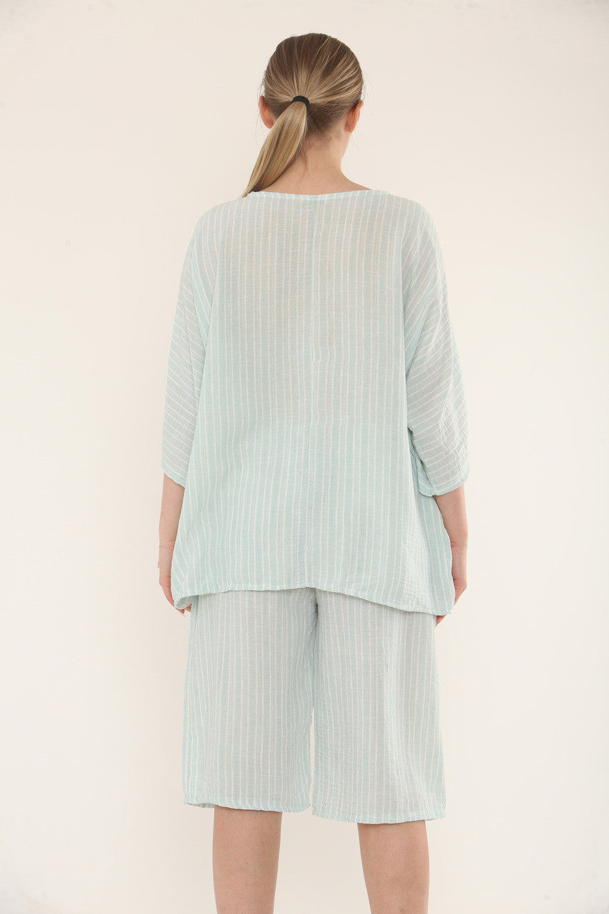 STREEPJES SHORTS CO-ORD SET - MINT