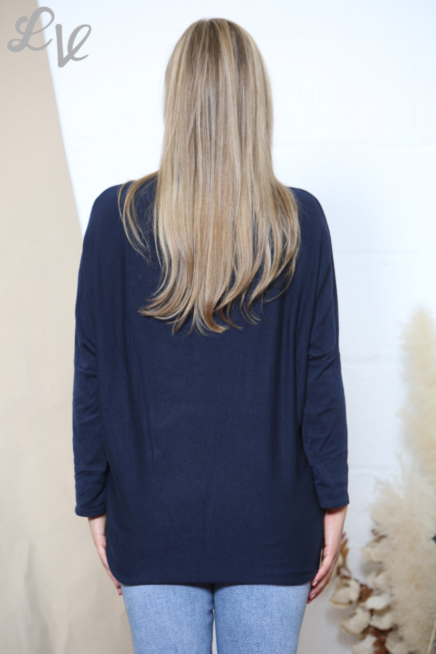 Dames Sparkle Glitter Love Fijngebreide Trui Top Marine