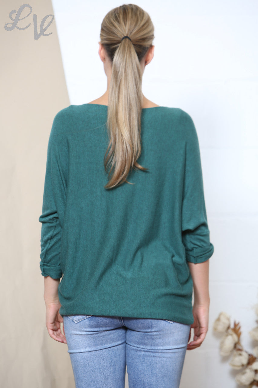 Ladies Sparkle Glitter LOVE Letters Fine Knit Jumper Top Green