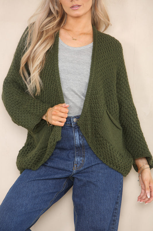 KNITTED BATWING CARDIGAN KHAKI