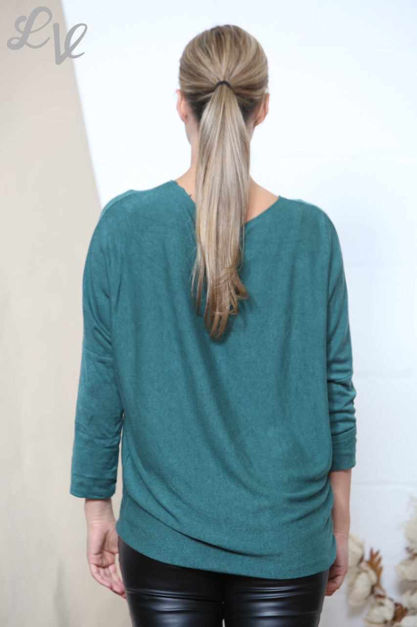 Dames Sparkle Glitter Libelle Fijne Gebreide Trui Top Groen
