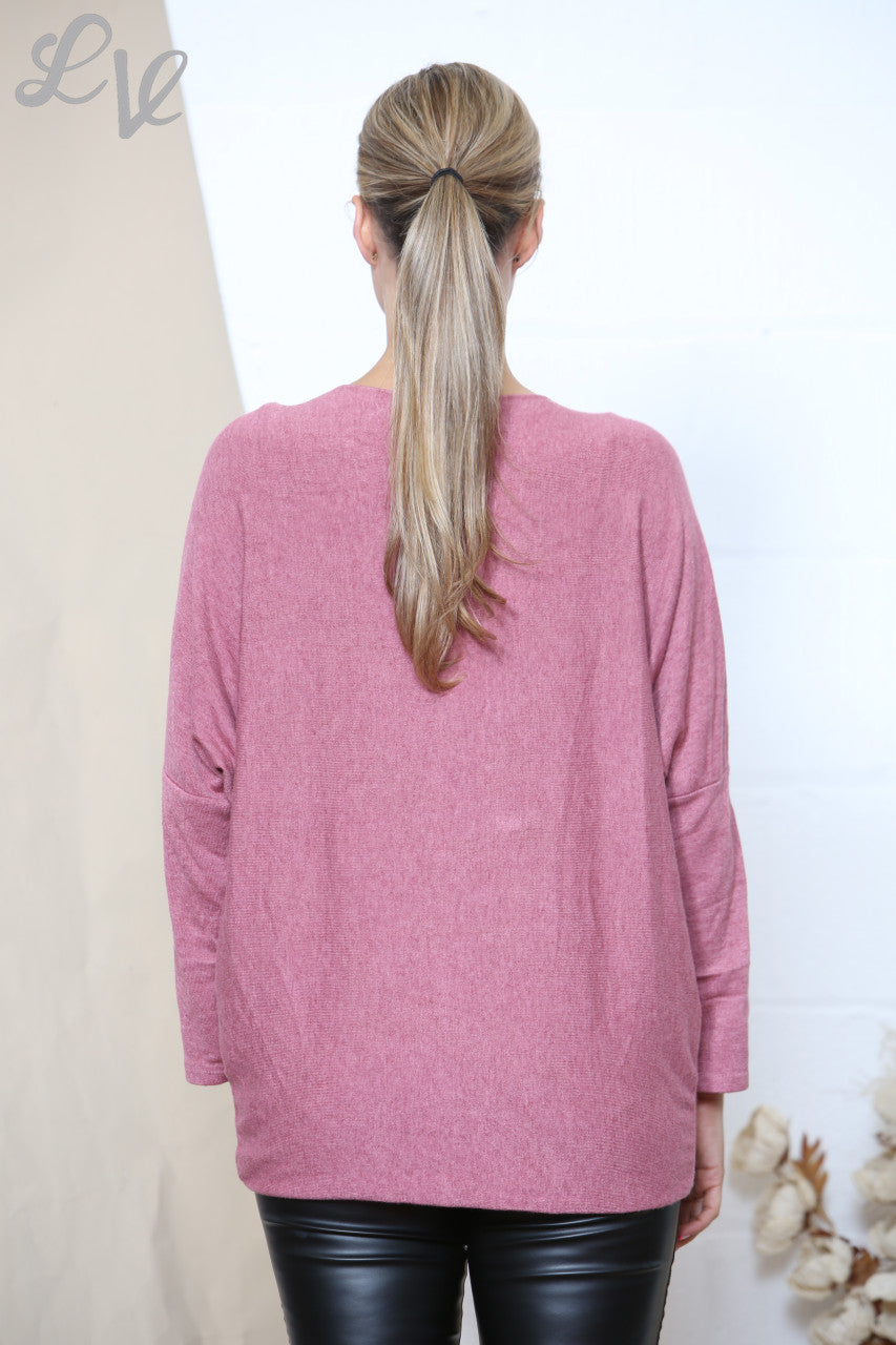 Ladies Sparkle Glitter Dragonfly Fine Knit Jumper Top Pink