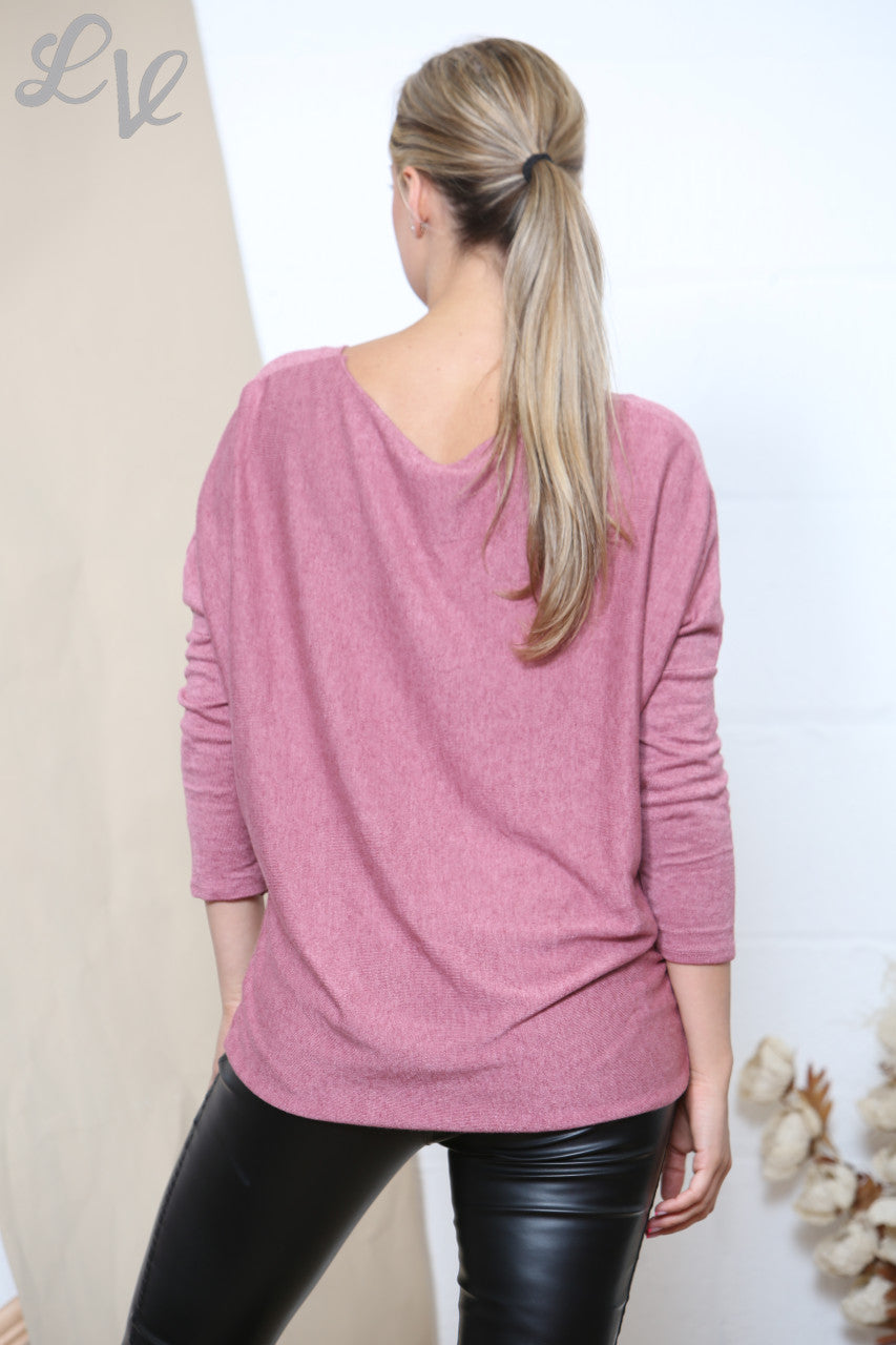 Dames Sparkle Glitter LOVE Letters Fijn Gebreide Trui Top Roze