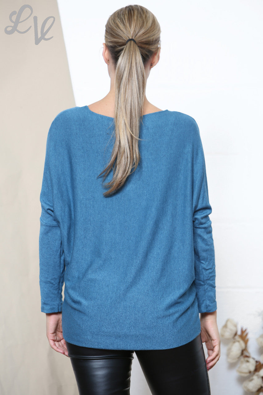 Ladies Sparkle Glitter LOVE Letters Fine Knit Jumper Top Teal