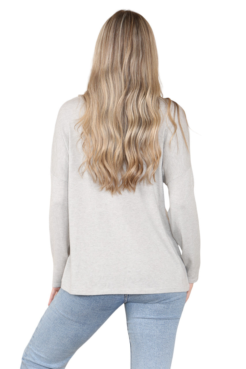 PLAIN BUTTON FRONT CARDIGAN TOP STONE