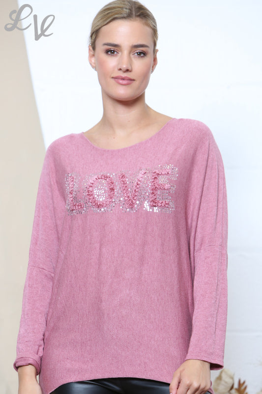 Dames houden van Sparkle Fijne gebreide trui Top Roze
