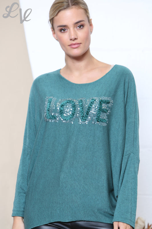 Dames houden van Sparkle Fijne Gebreide Jumper Top Groen